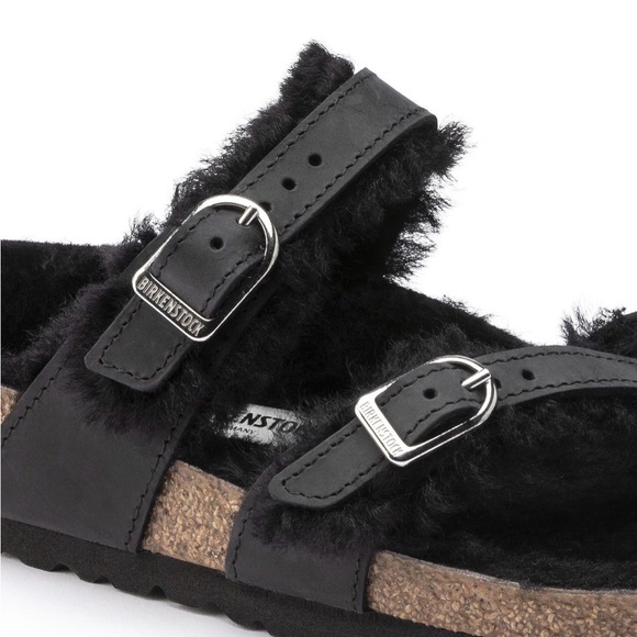 NIB BIRKENSTOCK Black Mayari Shearling Natural Leather Oiled Size 37